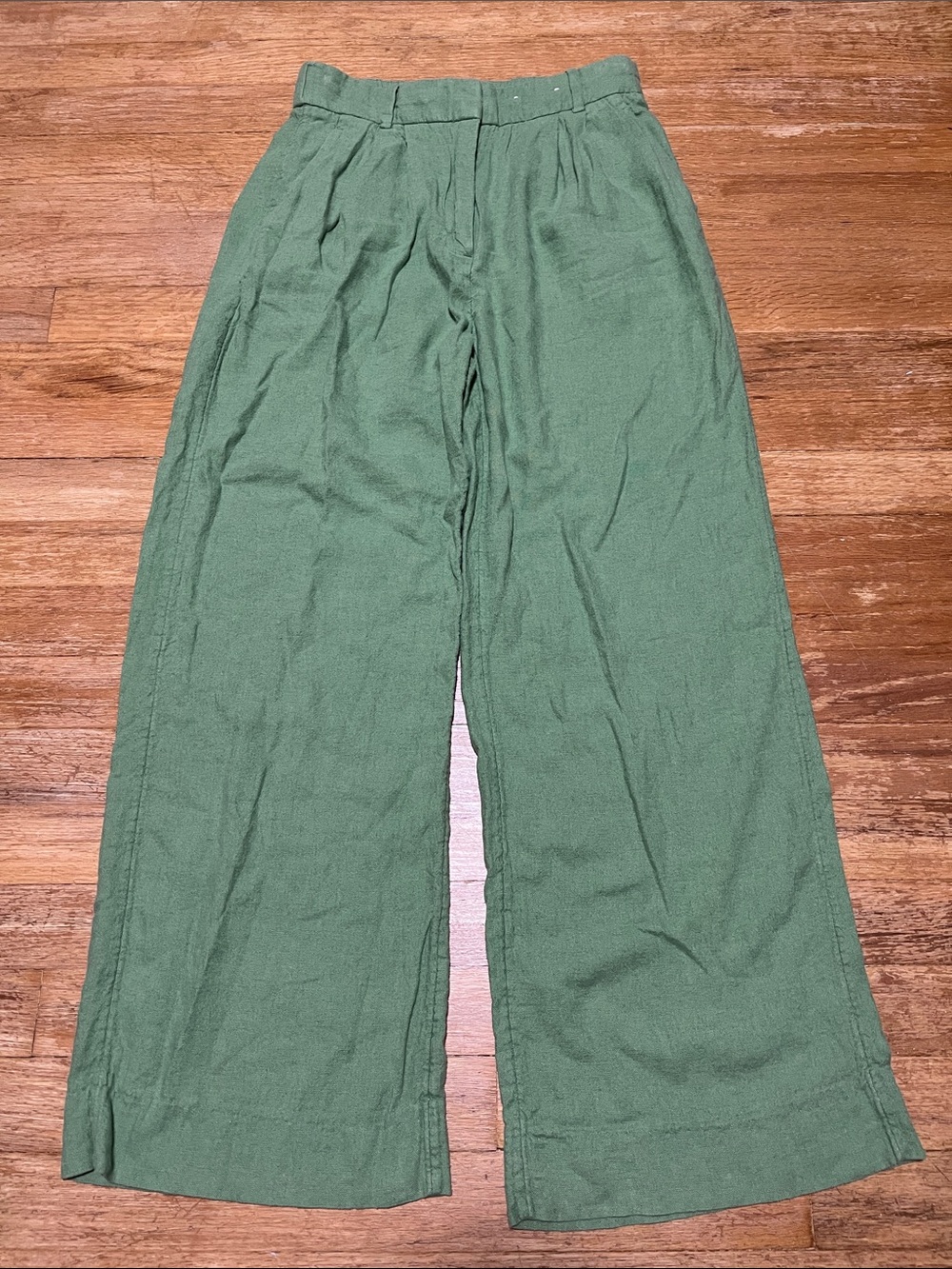 Abercrombie & Fitch Green Linen Wide Leg Pants Trousers size 2/26